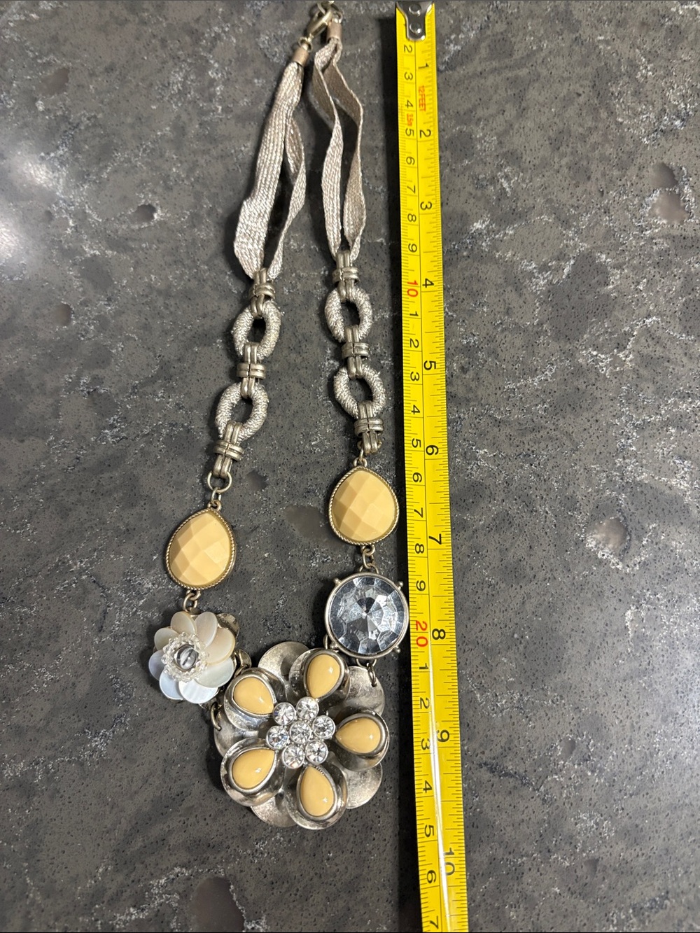 LOFT Yellow and Gold Floral Statement Necklace - Picture 9 of 13